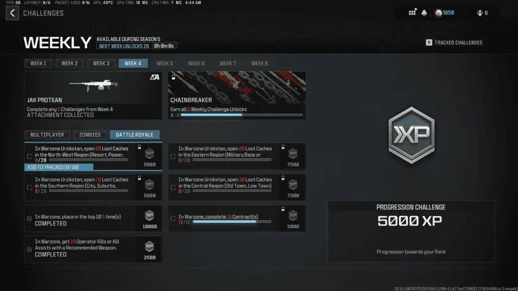 Défis de la semaine 4 de la saison 5 de Warzone
