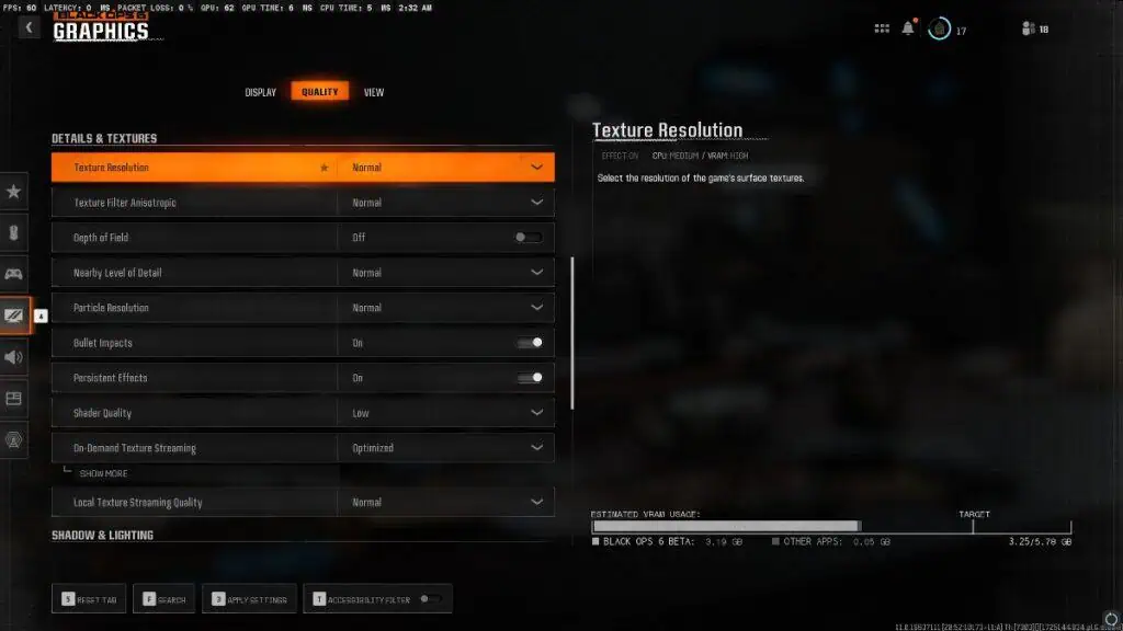Meilleur paramètre de qualité graphique pour Black Ops 6