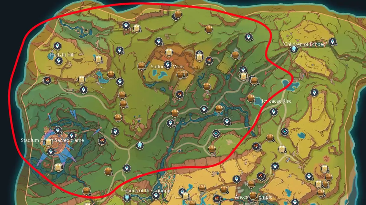 Emplacements des coffres aux trésors dans Genshin Impact.