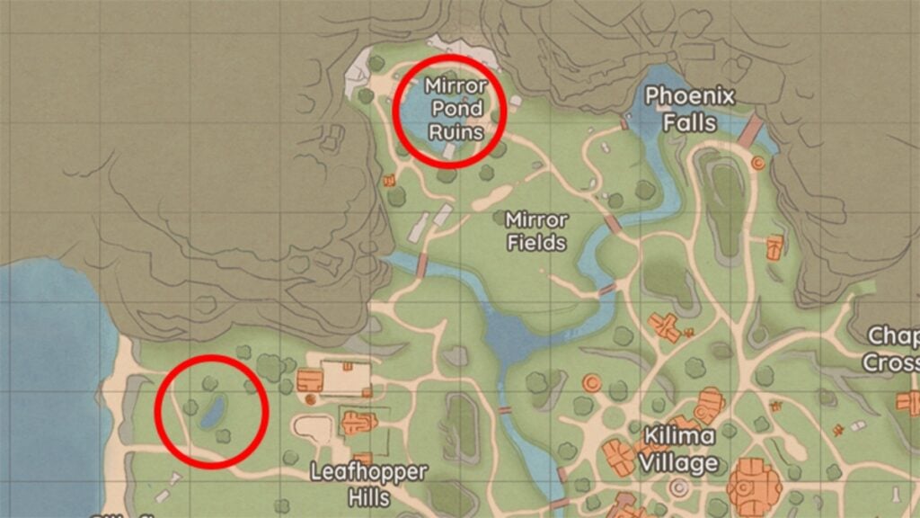 Une carte des emplacements de Fairy Carp à Palia