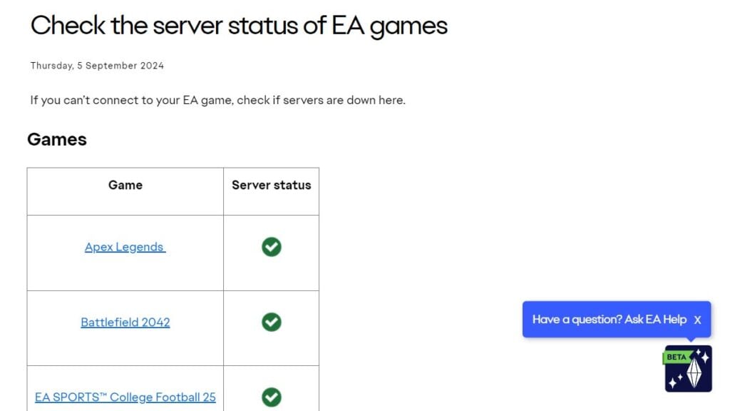 Assurez-vous que les serveurs de Battlefield 2042 sont opérationnels 