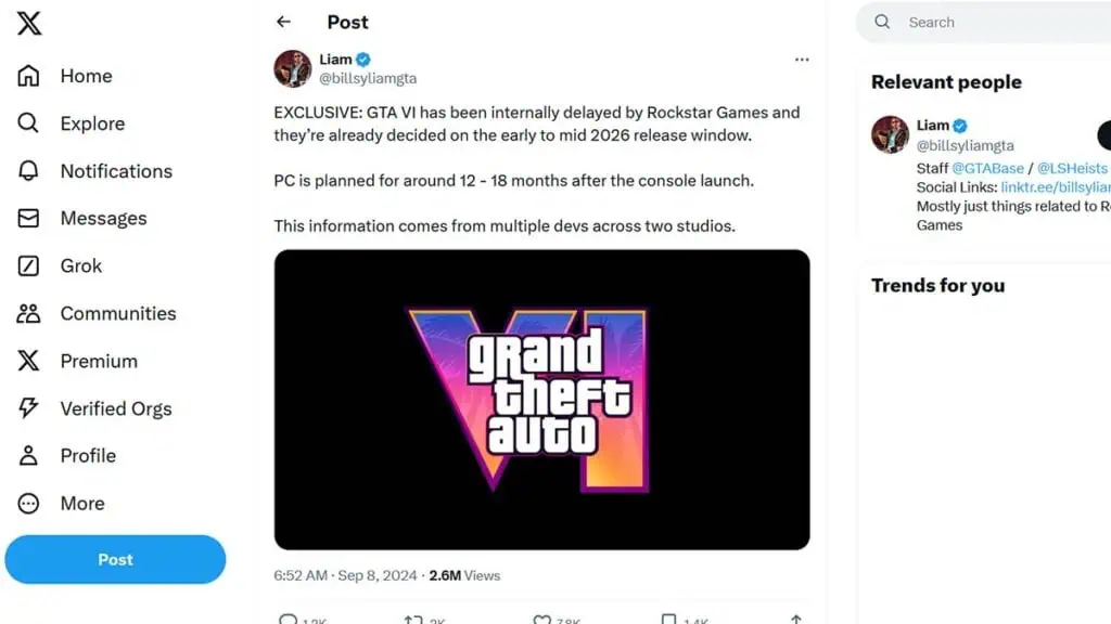Rumeur de retard pour GTA 6 2026
