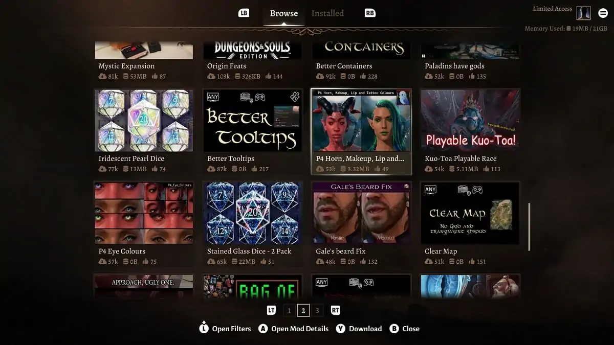 comment installer des mods dans Baldurs Gate 3 sur Xbox Series XS