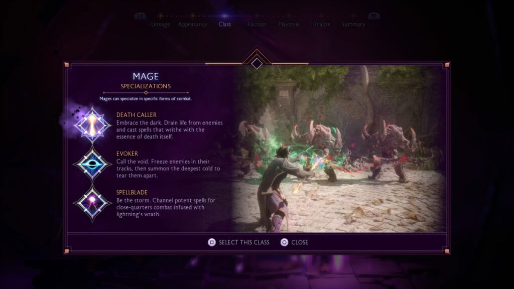 Vitrine de classe de mage