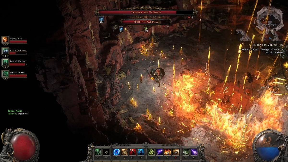 Attaque à la lame du boss Balbala dans Path of Exile 2.