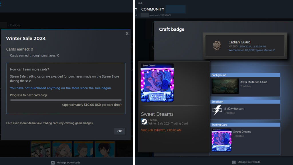 Les badges d’artisanat laisseront tomber les cartes à collectionner Steam Winter Sale 2024