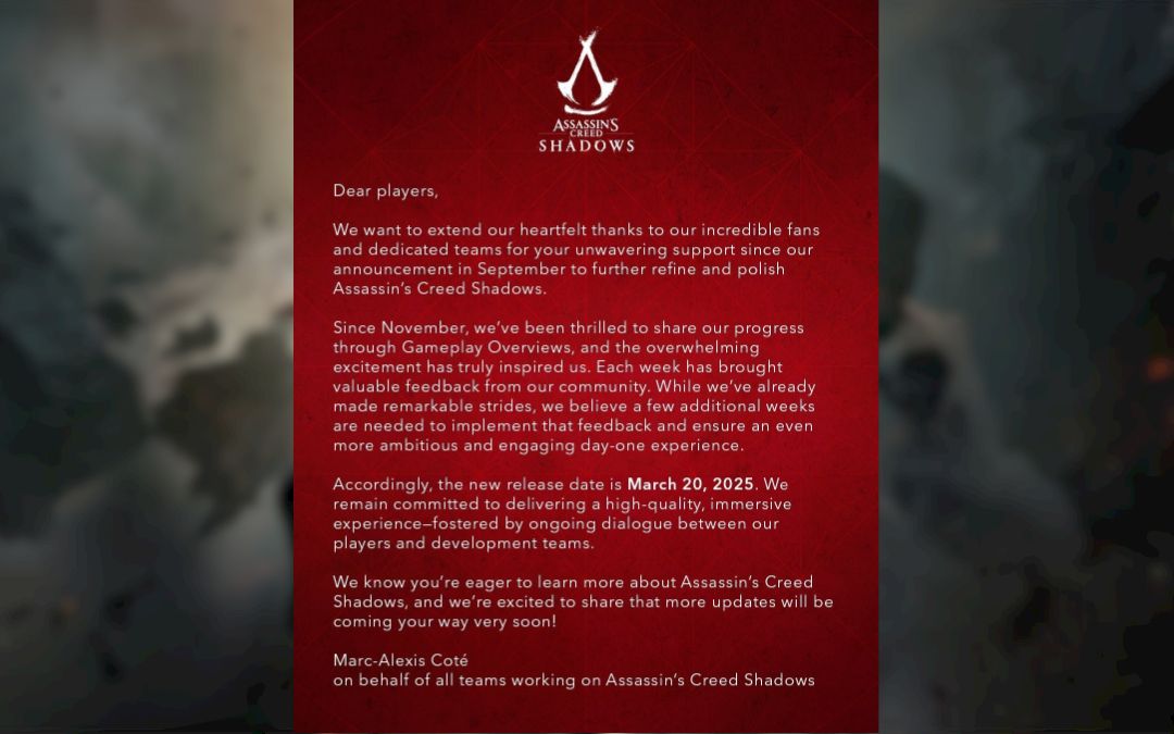 Ubisoft reporte Assassin’s Creed Shadows au 20 mars 2025